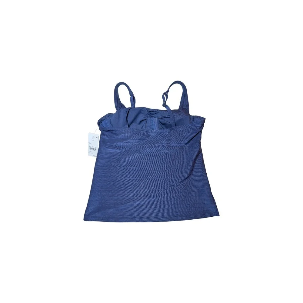 ⭐D2 Lands' End Women's Ribbed Square Neck Tankini - Navy Blue Size‎ 10